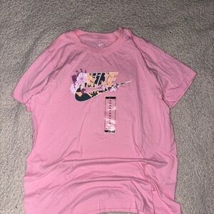 Nike Pink Tee with Floral Logo